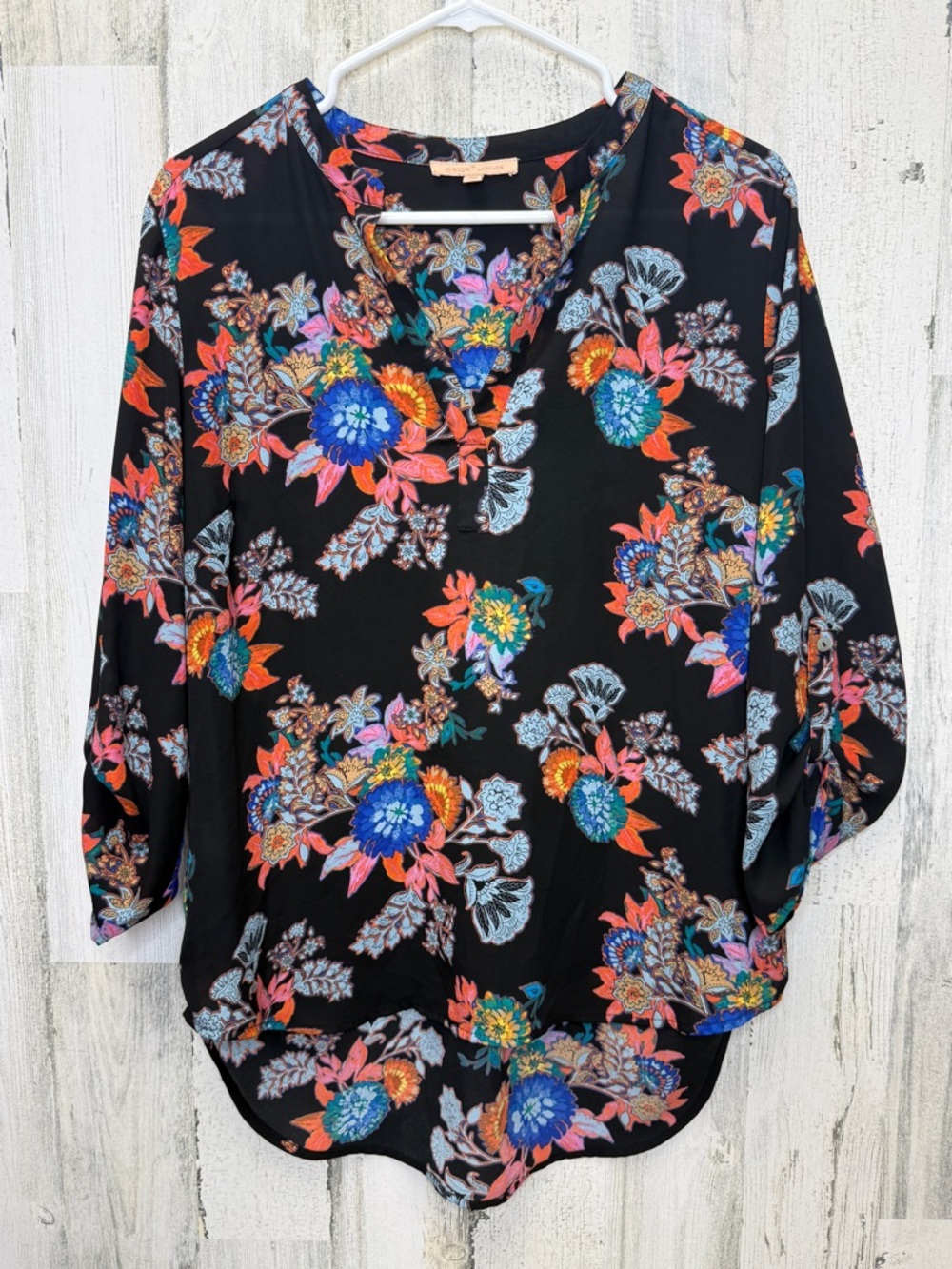 Gibson Latimer Black Floral Blouse